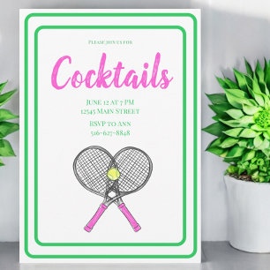 Invitation Raquettes de tennis croisées roses Cocktail Party