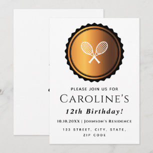 Invitation Raquettes de tennis Gold & Black Joueurs élégants 