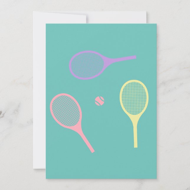 Invitation Raquettes de tennis Pastel avec balle de tennis su (Devant)