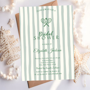 Invitation Raquettes de tennis rayées vertes Shower de mariag