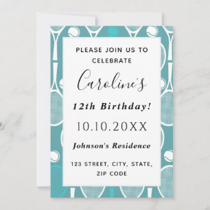 Invitation Raquettes et balles de tennis élégantes Joli thème