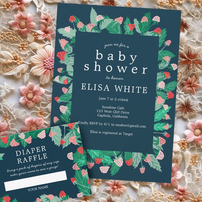 Invitation Raspberry Patch mignon BABY SHOWER coloré (Raspberry Patch Cute Colorful CUSTOM BABY SHOWER Invitation
)