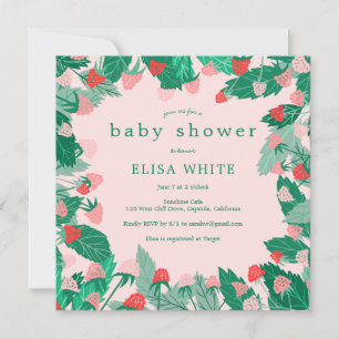 Invitation Raspberry Patch mignon BABY SHOWER coloré