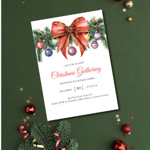 Invitation Rassemblement de Noël d'élégante couronne d'hiver
