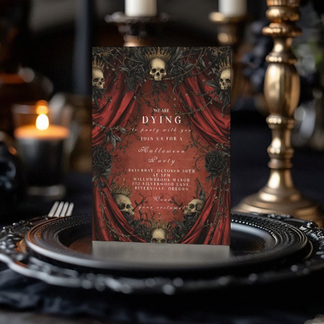 Invitation Rassemblement d'Halloween en rideau rouge foncé (Créateur téléchargé)