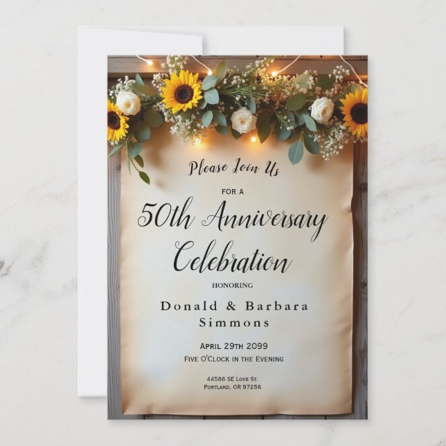 Invitation Rassemblements de l'heure dorée rustique (Devant)