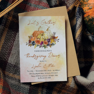 Invitation Rassemblons-nous, Aquarelle Citrouille Thanksgivin
