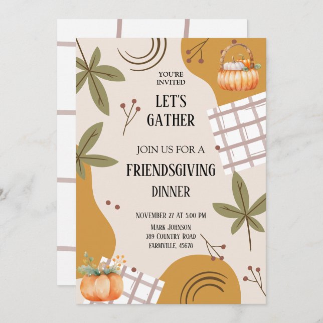 Invitation rassemblons-nous pour un Potluck friendsgiving (Devant / Derrière)