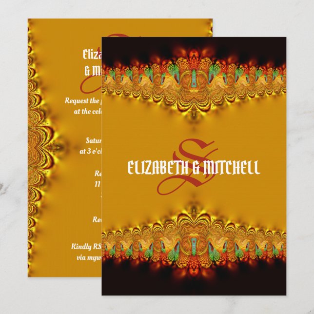 Invitation Rasta Tango or dentelle Mariage (Devant / Derrière)