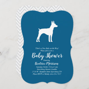 Invitation Rat Terrier Chien Baby shower Blue Boy