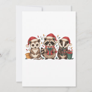 Invitation Raton de Noël Opossum Panda Chapeau de Père Noël X