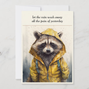 Invitation Raton laveur à l'aquarelle dans un imperméable jau