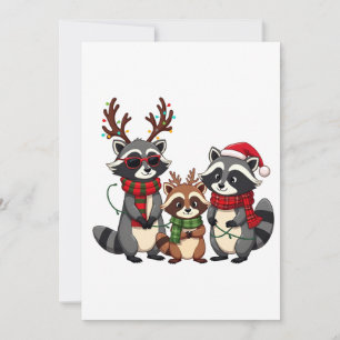 Invitation Raton laveur de Noël avec chapeau de Père Noël cor