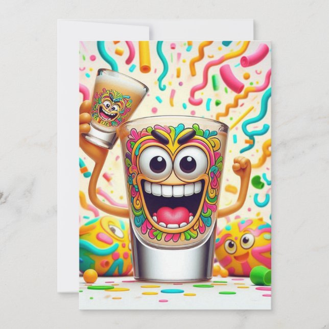 Invitation Rave Party Shot Glass – vibrant Fun  (Devant)