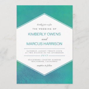 Invitation Ravissement   Mariage d'aquarelle verte turquoise