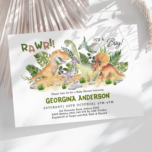 Invitation Rawr C'est un garçon ! Baby shower Dinosaur (Créateur téléchargé)