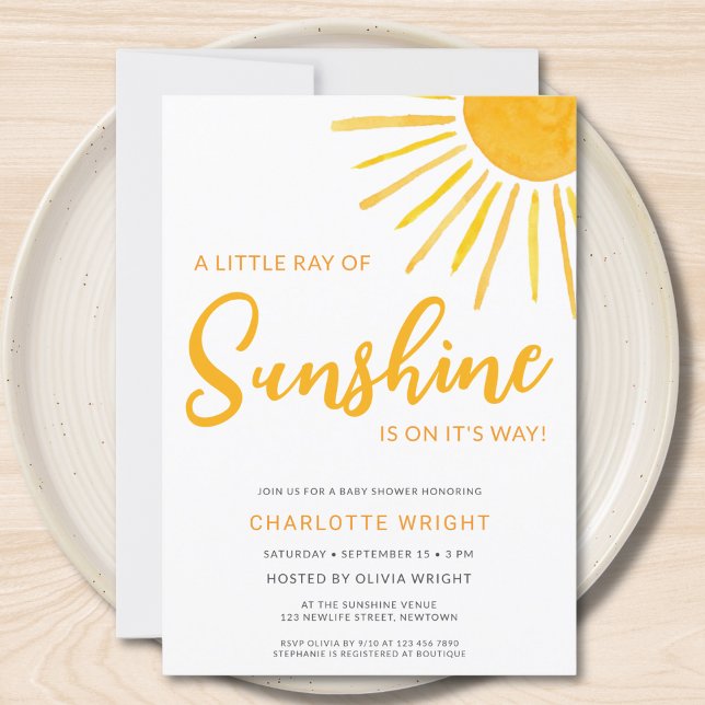 Invitation Ray Of Sunshine Baby shower Non Sexe (Créateur téléchargé)