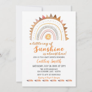 Invitation Ray of Sunshine Boho Baby shower solaire Invitatio