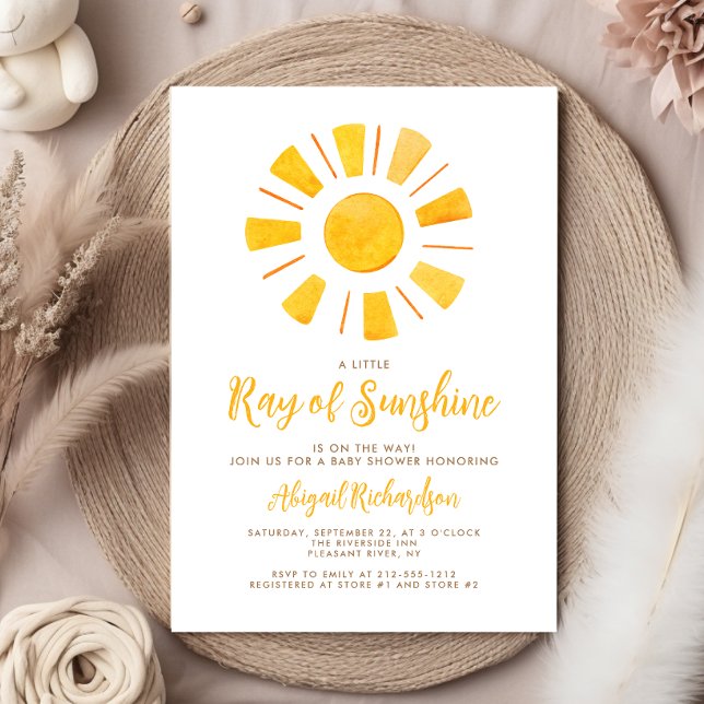 Invitation Ray of Sunshine Jaune Orange Baby shower (Créateur téléchargé)