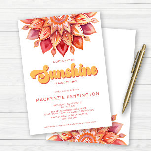 Invitation Ray of Sunshine rose Jaune Retro Baby shower Boho