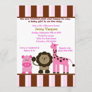 Invitation rayée de safari de fille