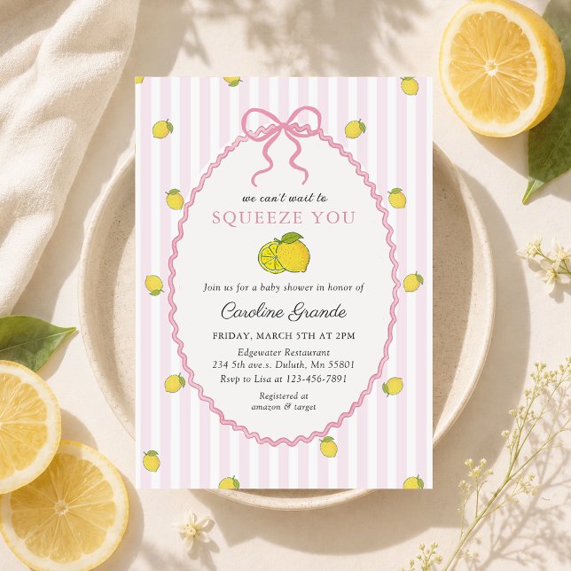 Invitation rayée pour Baby Shower Citron (Créateur téléchargé)