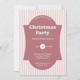 Invitation rayée pour la fête de Noël Rouge Rétro
