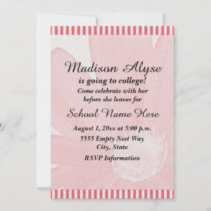 Invitation rayée rose et blanche "Départ pour l'un