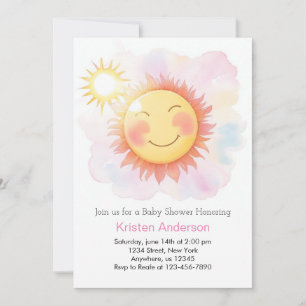 Invitation Rayons solaires et Baby shower pour filles