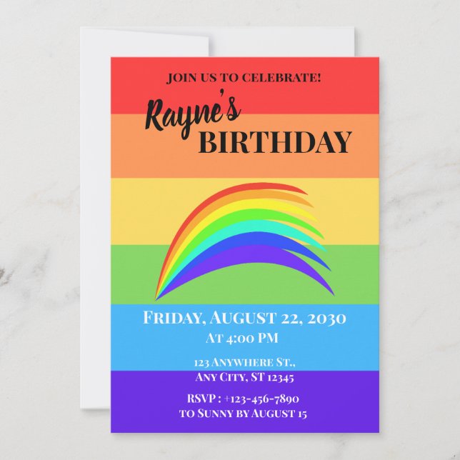 Invitation Rayure arc-en-ciel gras (Devant)
