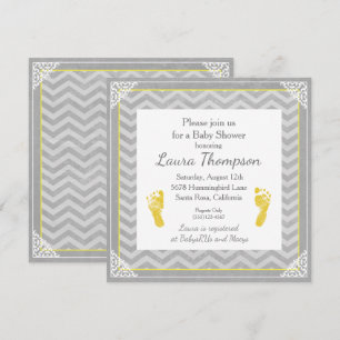 Invitation Rayure grise de Chevron d'invitation de baby