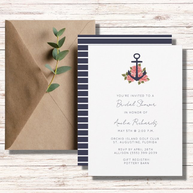 Invitation Rayure Nautique Fête de Mariage  (Créateur téléchargé)