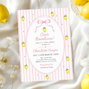 Invitation Rayures Citron Ciao Bambino Baby Shower
