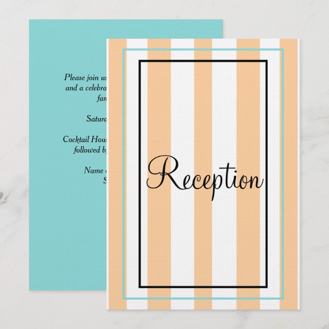 Invitation Rayures de monogramme bleu écume de mer de plage d (Devant / Derrière)