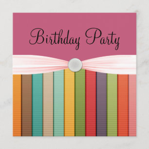 Invitation Rayures en arc-en-ciel de fête d'anniversaire de