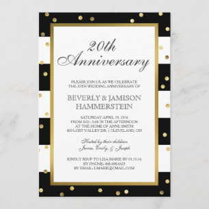 Invitation Rayures Étincelantes   Fête d'anniversaire de mari