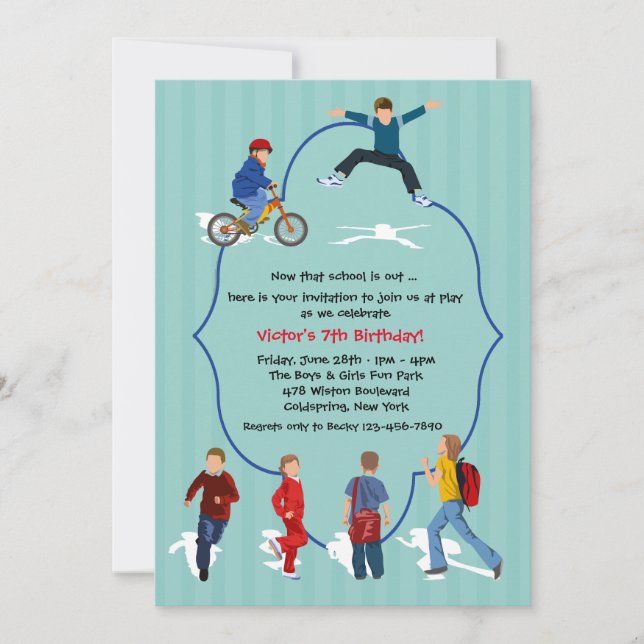 Invitation Rayures Fin d'Année Scolaire (Devant)