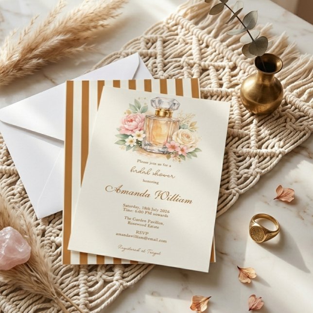 Invitation Rayures Florales de Parfum Orange Brûlé Enterremen (Créateur téléchargé)