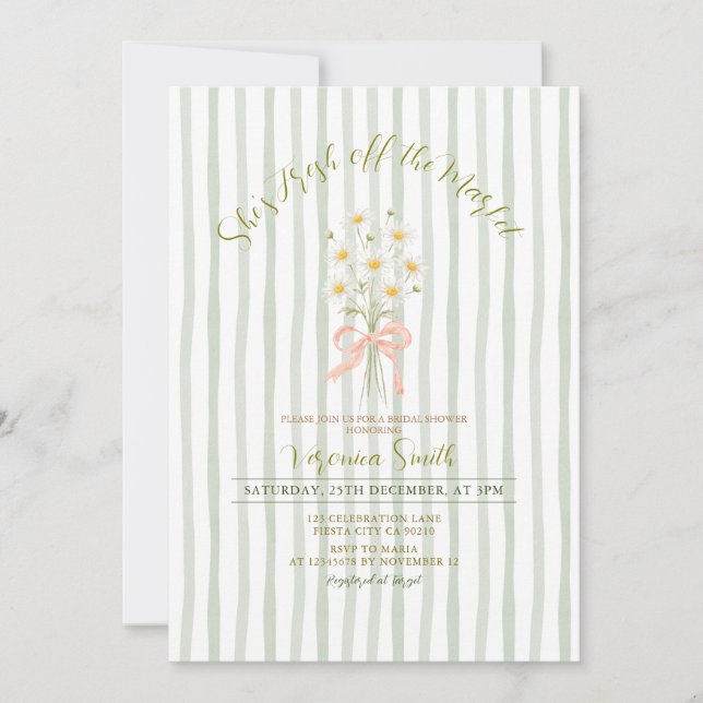 Invitation Rayures Fraîchement Sorties du Marché Fête de Mari (Devant)