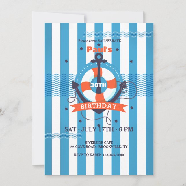 Invitation Rayures Nautiques (Devant)