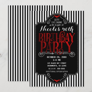 Invitation Rayures noires et blanches Fête d'anniversaire got