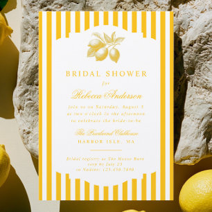 Invitation Rayures Prépa Citron Jaune Shower de Mariage