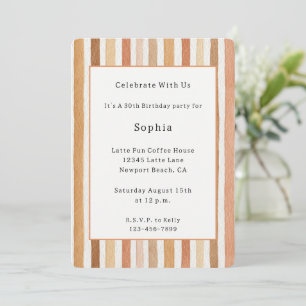 Invitation Rayures Rouge Gobelet Citrouille Anniversaire