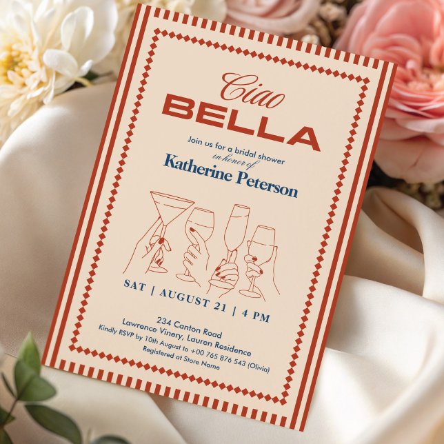 Invitation Rayures ROUGES RETRO Baby Shower de mariage (Créateur téléchargé)