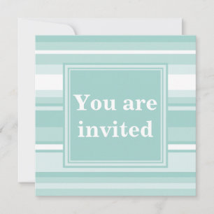 Invitation Rayures vert menthe monogramme