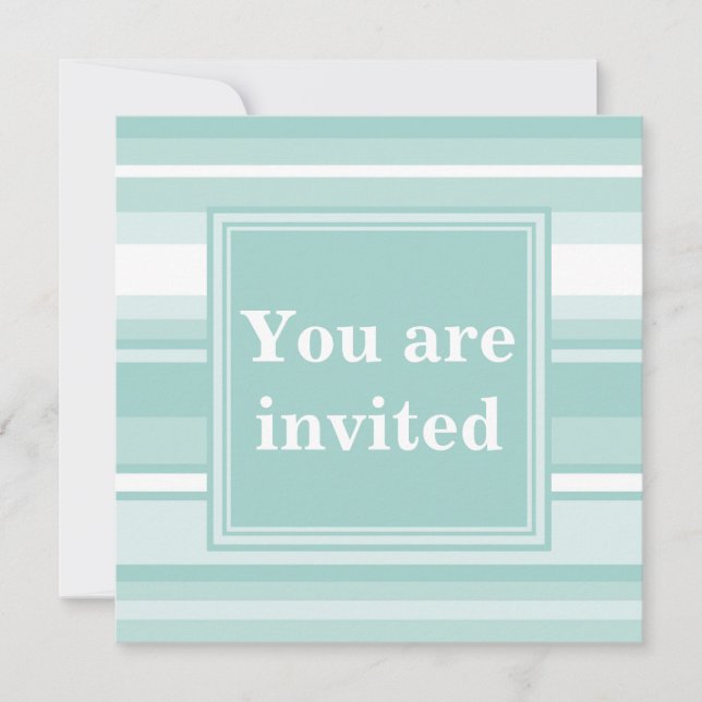Invitation Rayures vert menthe monogramme (Devant)