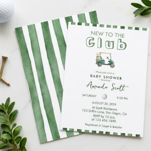 Invitation Rayures Vertes Nouveau Club de Golf Cart Cadeau de