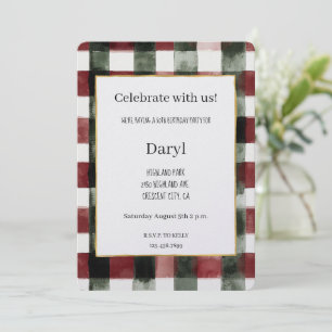 Invitation Rayures Vertes Rouges Anniversaire
