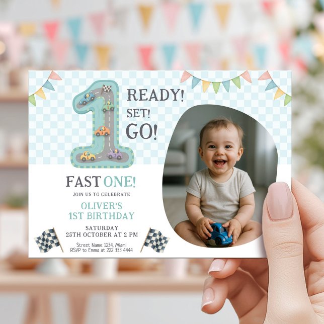 Invitation Ready Set Go First Birthday (Créateur téléchargé)