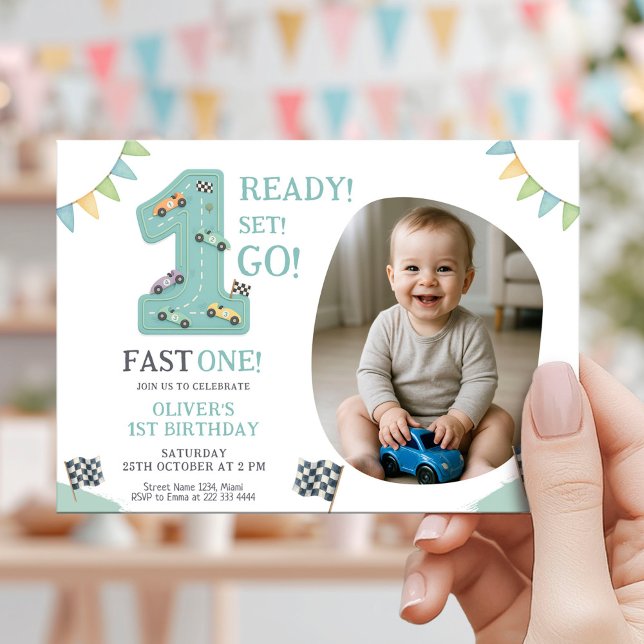 Invitation Ready Set Go First Birthday (Créateur téléchargé)